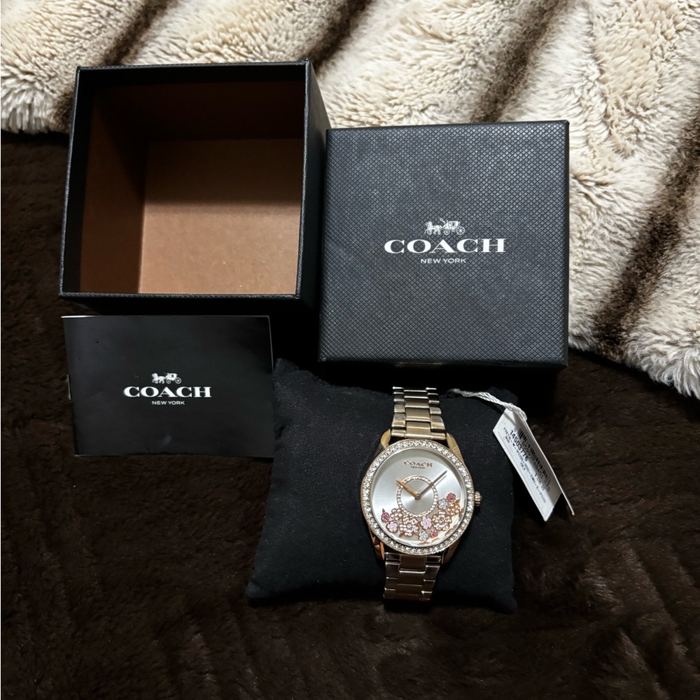Coach Gold Watch with Crystal Detailing